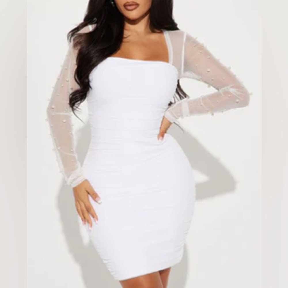 Maia Mesh Mini Dress - White